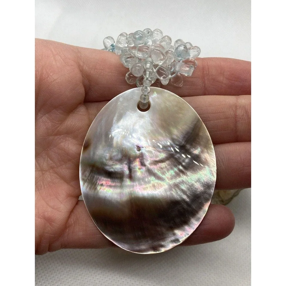 LUC Lucas Lameth‎ Ice Blue Crystal 18''- 19'' Necklace Sterling 925 Silver 67g